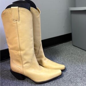 Donald J. Pliner Cream Heeled Western Boots
